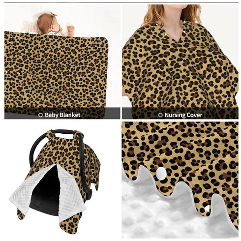 KiuLoam Animal Leopard Cheetah Print Baby Car Seat Canopy, Nursing Cover Breastfeeding Scarf, Stretchy Soft Breathable