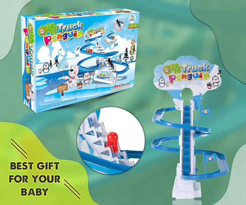 Playful Penguin Race Game by ARSUK - Roller Coaster Musical Toy Track Playset with Music & LED Lights for Toddlers
