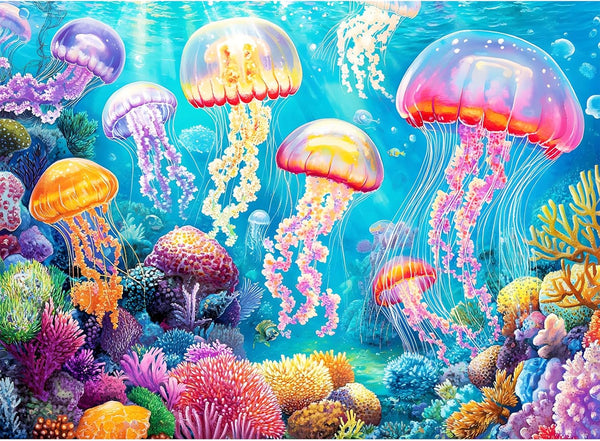 WSCXSC 300 Piece Puzzle for Adults,Ocean Jellyfish Jigsaw Puzzles 300 Pieces for Adult