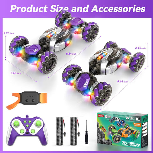 5-7 6-12 8 9 10 11 2.4Ghz 360 Nicella Gesture Sensing RC Stunt Car, Remote Control Cars Transformer Toys for Age Yr