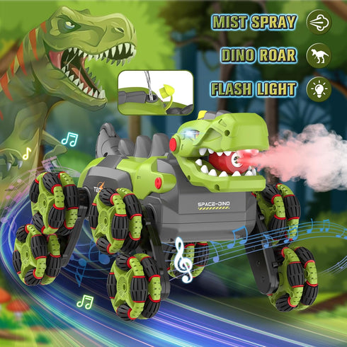 8 2.4Ghz 360 5-7 8-12, 4-6 Wheels Dinosaur Transform RC Stunt Car - Remote Control Dinosaurs Monster Truck