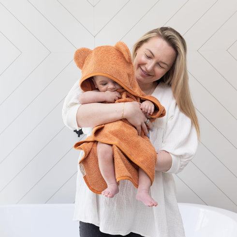 Set Bella Tunno Baby Bath Towel and Wash Mitt Soft Absorbent Hooded Towels and Mitt-Style Baby Washcloths, Oeko-TEX
