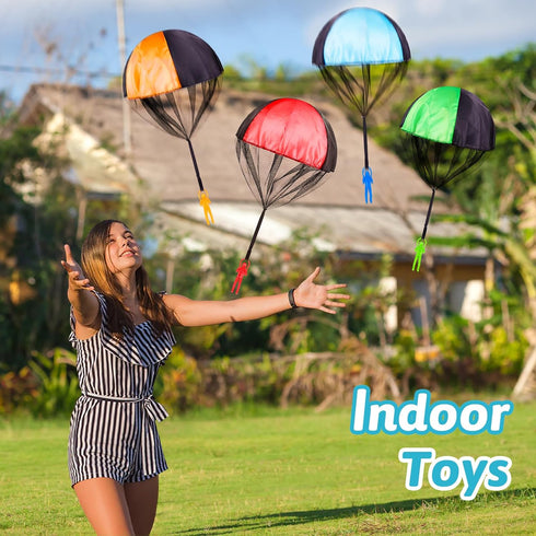 4 Pcs Parachute Toys for Kids 1-9 Years Old, Outdoor Flying Toys for Toddler, Coolest Gifts for Teen Boys and Men