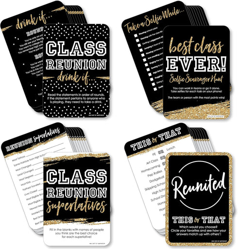 Big Dot of Happiness Reunited - 4 School Class Reunion Party Games, 10 Cards Each, Gamerific Bundle