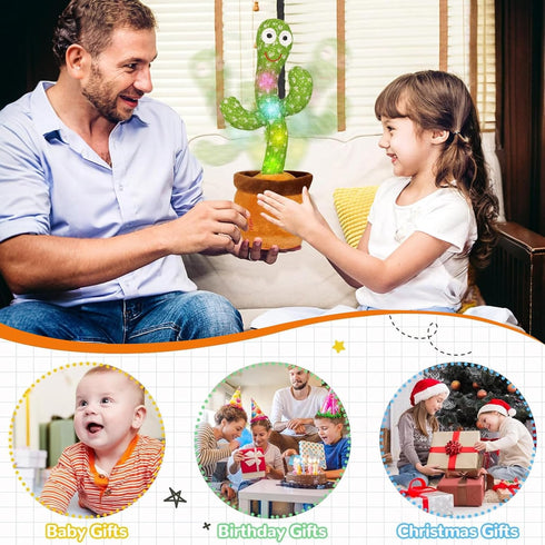 Baby Dancing Cactus Toy, Mimicking Talking Cactus for 6 to 12 Month Olds, Glowing Musical Educational Toy