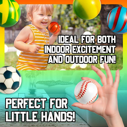 50 2 Inch Mini Stress Balls for Kids and Adults - Bulk Assorted Soft Stress Relief Balls, Sensory Fidget Toys, Party