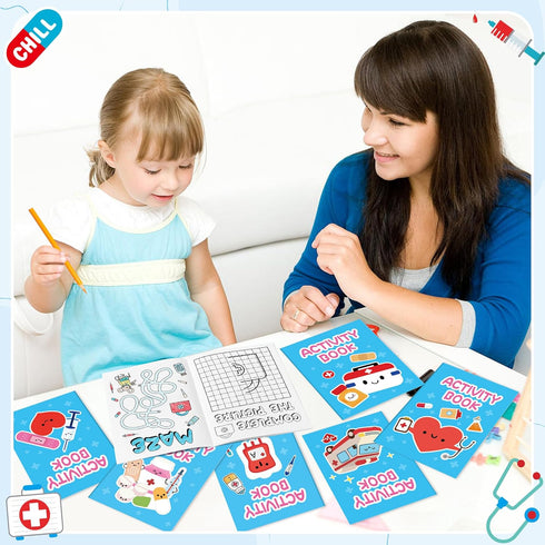 24Pcs Set Bulk Medical Activity Books for Kids - Medical Mini Games Coloring Book Doctor Nurse Theme Coloring Booklet