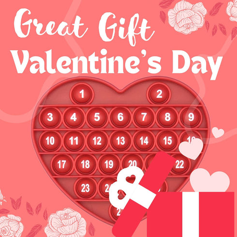 PETBSNVB Red Heart Shaped Pop Bubble Valentines Fidget Toy with Letters and Numbers, Xmas Gift Sensory Toy