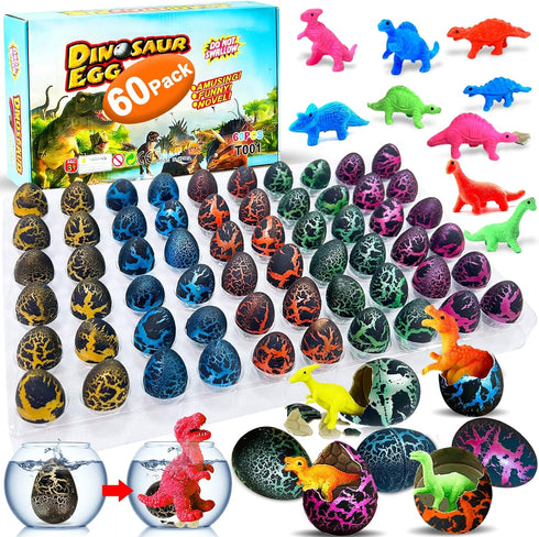 60 Pcs Hatching Dinosaur Eggs for Kids Party Favors, Easter Egg Filled