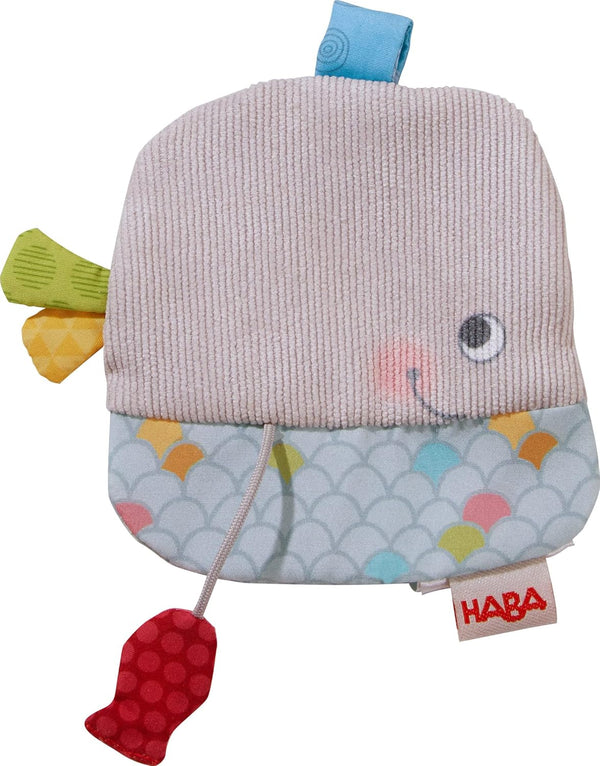 HABA Whale Lovey Crinkle Toy, Baby Soft Cloth and Baby Soother with