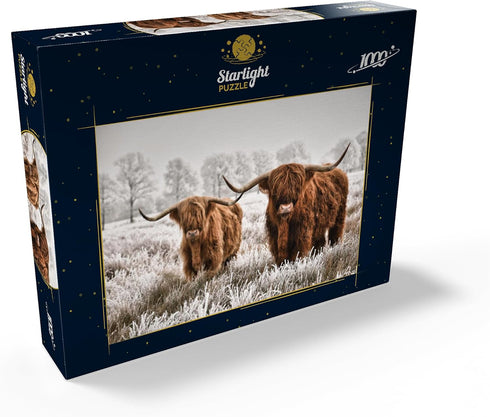 MyPuzzle Hairy Scottish Highland Cattle in A Winter Landscape, Premium 1000 Piece Jigsaw Puzzle
