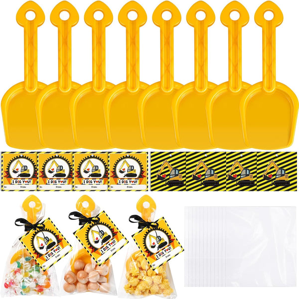 Capoda 30 Set Construction Theme Plastic Shovel with Clear Cellophane Bag Construction