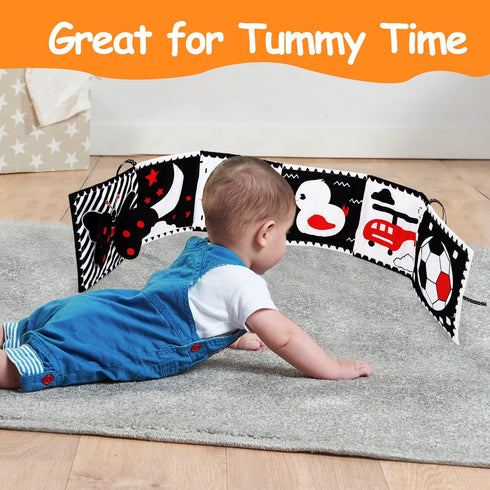 Black and White High Contrast Baby Toys 0-6 6-12 Months Soft Book for Newborn Brain Development Tummy Time Toys Infant Sensory Crinkle Toys 0-3 3-6 Month Montessori Learning Activities for Babies