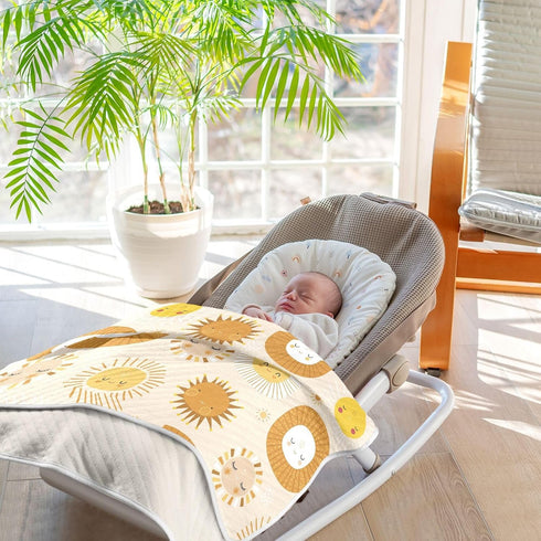 KICPOAY 30x40 Inch Swaddle Blanket for Cute Boho Sun Baby Receiving Blanket Muslin Baby Swaddles Soft Cotton Breathable