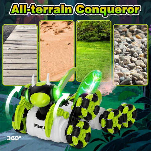 8WD 360 2.4GHz 8-13 Terucle Remote Control Car, Bionic Mantis Toys with Rotating Rc Drift Car | RC Cars with Cool LED