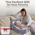 Nebulita 100% Newborn Lounger Leaf Gray - Flexible & Portable w/Infant Support Cushion, Soft & Breathable Cotton