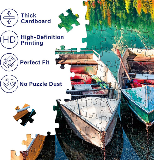1000 BenBen Piece Puzzle for Adults, Jigsaw Puzzles with Letters on Back, Fusine Lake, Challenging Puzzle for Game