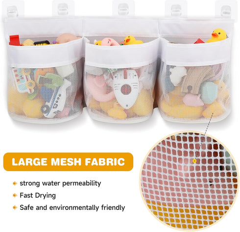 2 Pack Bath Toy Storage Bag, Hanging Organizer Net, Mesh Bag for Sorting and Storing Toys, Ideal for Bathroom
