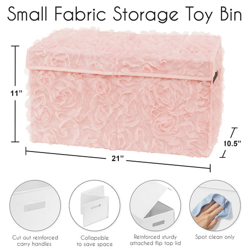 Sweet Jojo Designs Pink Floral Rose Girl Small Fabric Toy Bin Storage Box Chest For Baby Nursery Kids Room - Solid