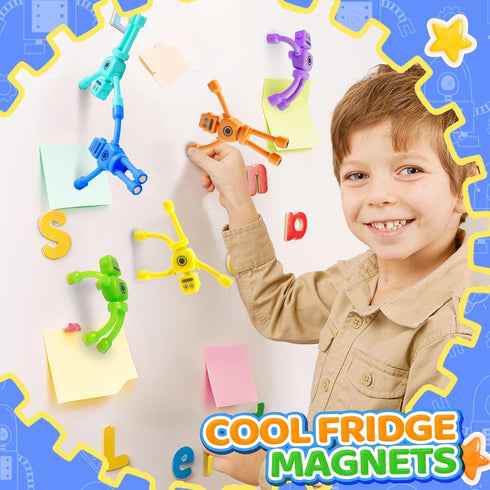 10PC 3 4 5 6 CHESLICR Magnetic Robot Men Travel Toys for Kids Toddlers Boys Fidget Toys Airplane Road Trip Car Travel