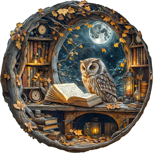 WOODBESTS Wooden Puzzles for Adults - Moonlit Owl Wooden Jigsaw Puzzle, Unique