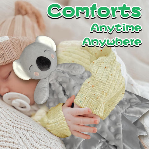 Koala Security Blanket, 16" Soft Lovey for Newborn Boys and Girls, Snuggle Toy Stuffed Animal, Grey