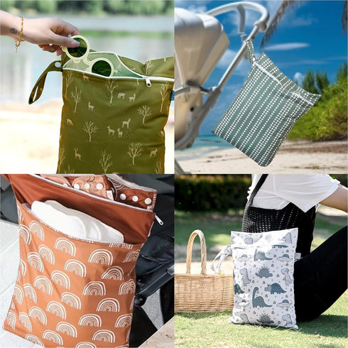 Happy Flute 3 Set Baby,11.8x15.7inch (YMX002-S11) Wet Bag Storage Bag Zipper Waterproof Washable Travel Bags, Beach