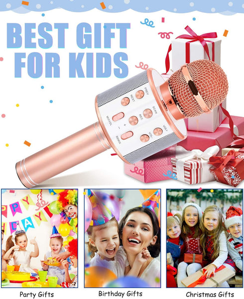 Wireless Bluetooth Karaoke Microphone - Popular Toys for Kids Age 5-12, Best Gifts for Boys & Girls, Champagne