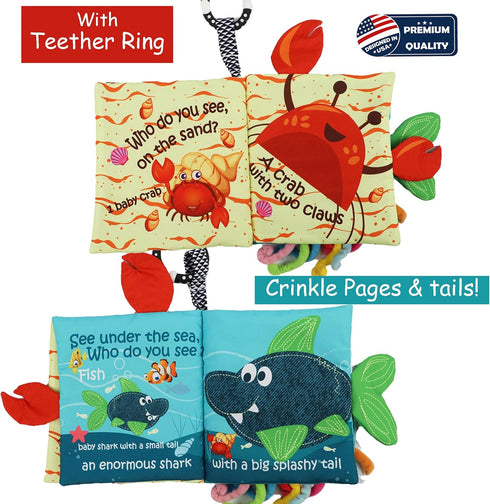 Baby Books Toys - Touch and Feel Cloth Soft Crinkle Books for Babies, Early Learning Sensory Toys