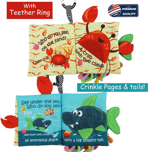 Fish-Themed Baby Crinkle Book - Teething Toy for Infants