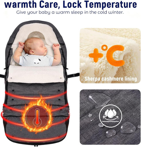 HOOGEE Baby Stroller Footmuff Winter - Universal, Expandable, Warm Infant/Toddler Cover, Cold-Weather Buggy Warmer
