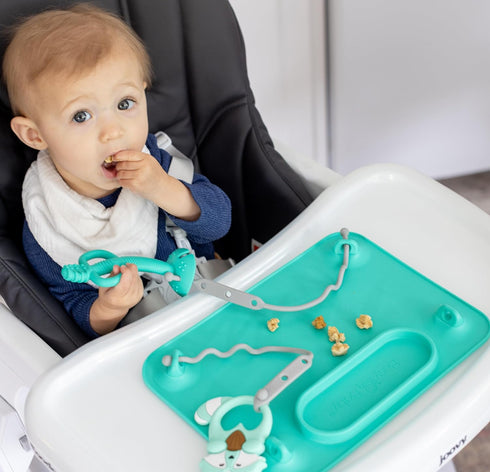 2-in-1 Busy Baby Teething Spoon - Teether and Training Spoon for Self Feeding, Dishwasher Safe, BPA Free, Food Grade