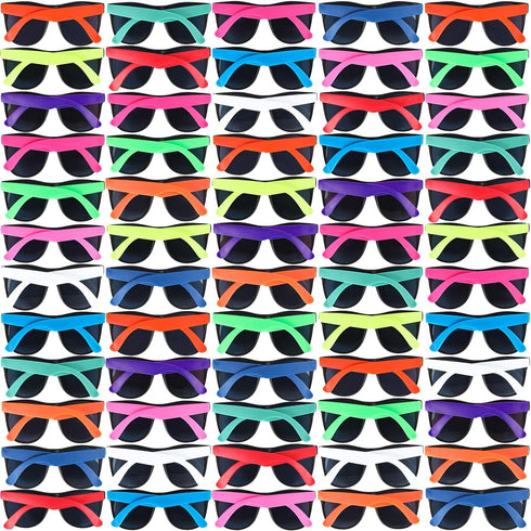 60 Pack Sunglasses Bulk for Party Favors, 12 Neon Sun Glasses with UV400 Protection, Great Gift for Pool Beach Parties
