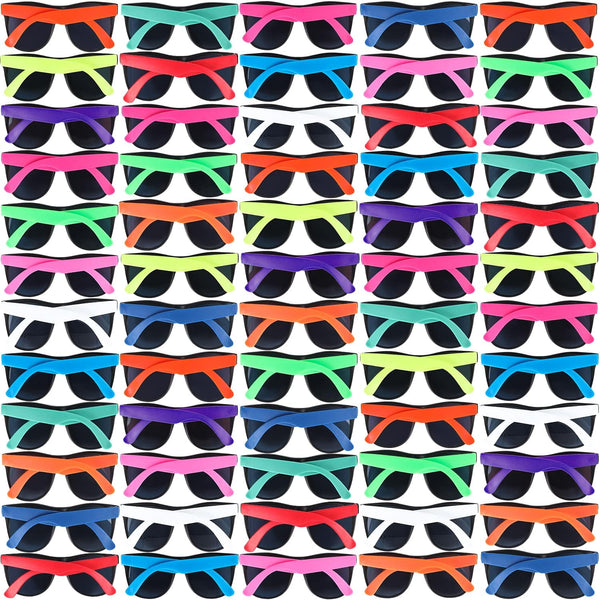 60 Pack Sunglasses Bulk for Party Favors, 12 Neon Sun Glasses with UV400 Protection, Great Gift for Pool Beach Parties