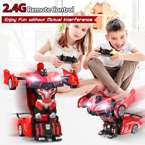 3-5 6-8, 2.4GHz, 360 1:16 Headlight,3-8 Qumcou Transform Remote Control Car, RC Cars for Boys Age One-Button Transform