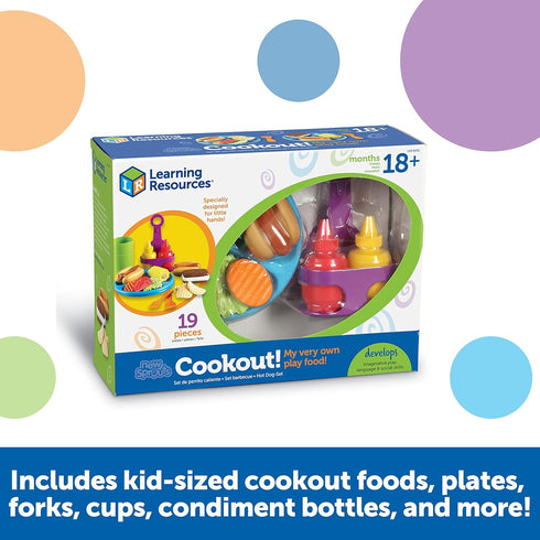 Learning Resources New Sprouts Cookout! - 19 Pieces Barbecue Set for Pretend Play Food for Toddlers 18+ Months