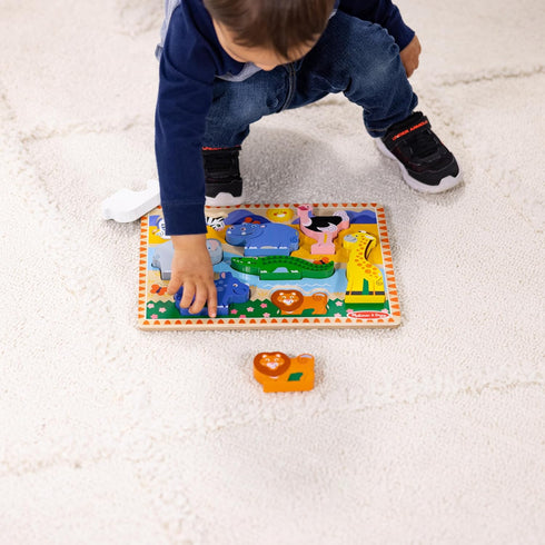 (8 2+ Melissa & Doug Safari Wooden Chunky Puzzle pcs), Educational Screen Free Activity for Toddler, Preschoolers