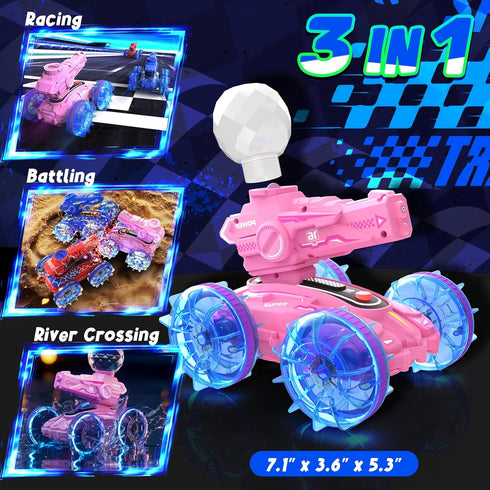 Zappyway 4WD 2.4 360Rotation 5 6 7 8 9 10 Amphibious Remote Control Car for Boys Kids - Amphibious GHz RC Cars - Water