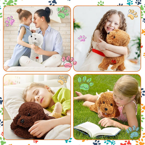 4 Pieces Dog Stuffed Animal 11 Inch Puppy Plush Toy, Valentine's Day Soft Plush Animals, 4 Colors