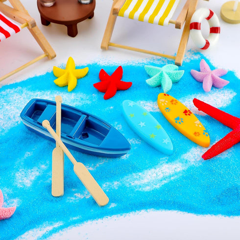 25 Pcs Beach Miniature Dollhouse Decoration, Umbrella Palm Chair Toys for DIY Garden Pool