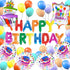 PartyWoo Happy Birthday Balloons - 37 pcs Mylar Letter Foil Balloons and Colorful Banner for Rainbow Birthday