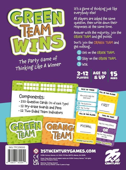 25th Green Team Wins - Century Games Strategy Game