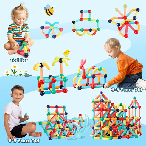 3+, Paaxido Magnetic Building Blocks - STEM Learning Toys for Kids Montessori Sensory Toys with Stronger Magnets