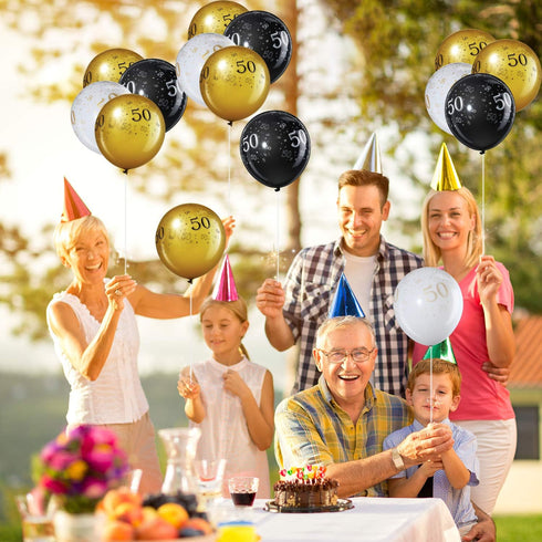 Blulu 50th Birthday Balloons for Men, 45 Pcs Black Gold White Happy 50th Birthday Decorations for Men Women Party
