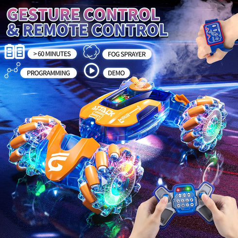 2.4Ghz 4WD 6 7 8 9 10 11 12 Uregoio Gesture Sensing RC Stunt Car Toys for Kids, Hand Controlled Remote Control Car