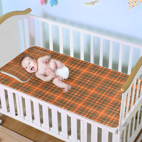 SyXIOP 28" 52" Vintage Buffalo Plaid Checked Wine Red Cooling Baby Waterproof Crib Mattress Cover x Breathable Pads