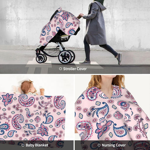 Hcpwzrf Paisley Baby Car Seat Cover & Nursing Cover - Breathable Stretch Multi-Use Cover for Breastfeeding, Stroller