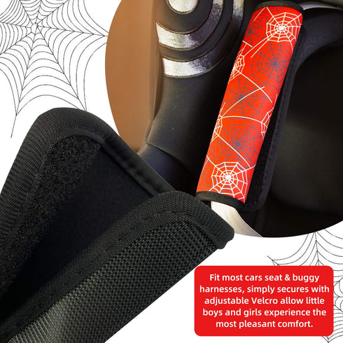 Spider Seat Belt Cover for Kids - Seat Belt Pad for Boys, Car Seat Straps Shoulder Pads, Kid's Cushion - 1 Piece (RED)