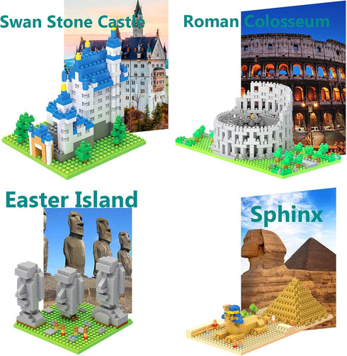 10 in 1 Mini City Architecture Building Blocks Set, 4500pcs World Famous Models DIY Gift