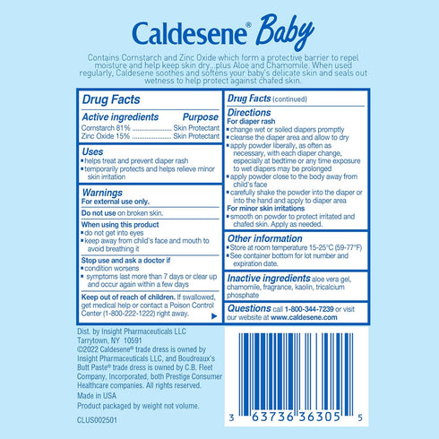 Caldesene Cornstarch Baby Powder with Zinc Oxide, Talc-Free, 5 Oz